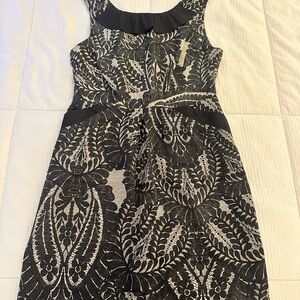 Leifsdottir Black and White Patterned Midi Dress